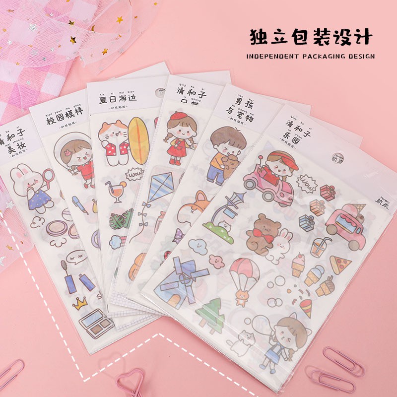 Bộ 4 sticker Hangsu phong cách Nhật Bản