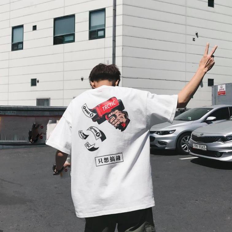 Áo thun unisex form rộng tay lỡ nam nữ in hình trẻ trung năng động phong cách đường phố hàn quốc HipHop Hot 2019 Đẹp *