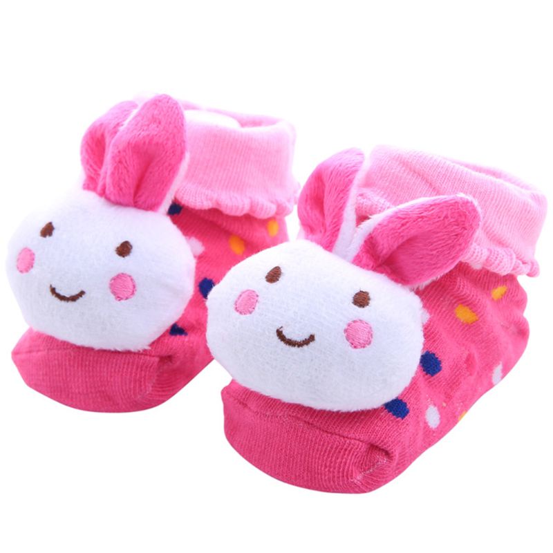 Đôi vớ cotton chống trượt họa tiết hoạt hình 3D dễ thương cho bé từ 0-12 tháng tuổi