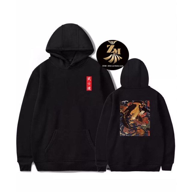 Áo hoodie unisex nam nữ hoạ tiết cá có big size đến 100kg vải nỉ bông ngoại đẹp