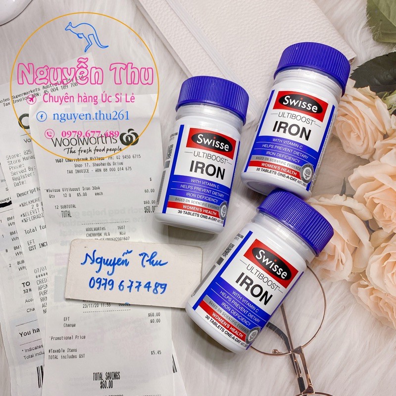 Sắt Swisse Iron - Bổ sung sắt hữu cơ không gây táo bón - Úc đủ bill