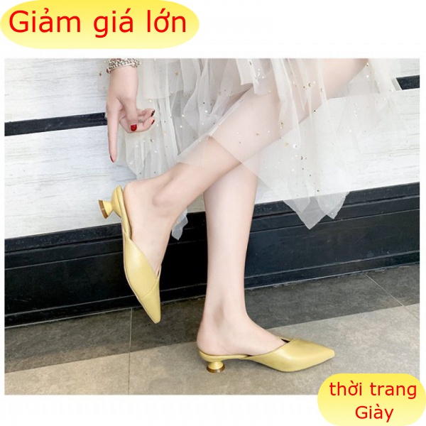 Giày Xăng Đan Gót Thấp 3cm Mũi Nhọn Kiểu Hàn Quốc Xinh Xắn Cho Nữ