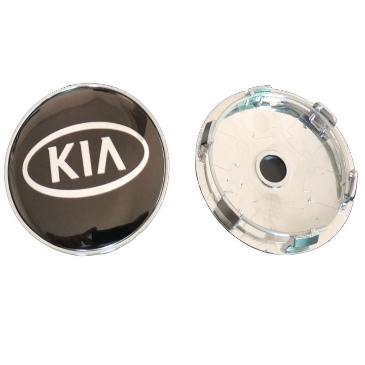01 chiếc Logo chụp mâm bánh xe ô tô Kia 58mm: Mầu Đen và Bạc .