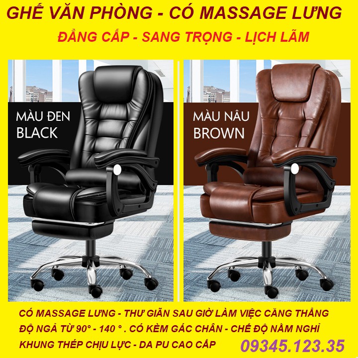 [ VIP ] Ghế Văn Phòng Có Massage Lưng Cao Cấp - Ghế Công Sở Bọc Da Cao Cấp