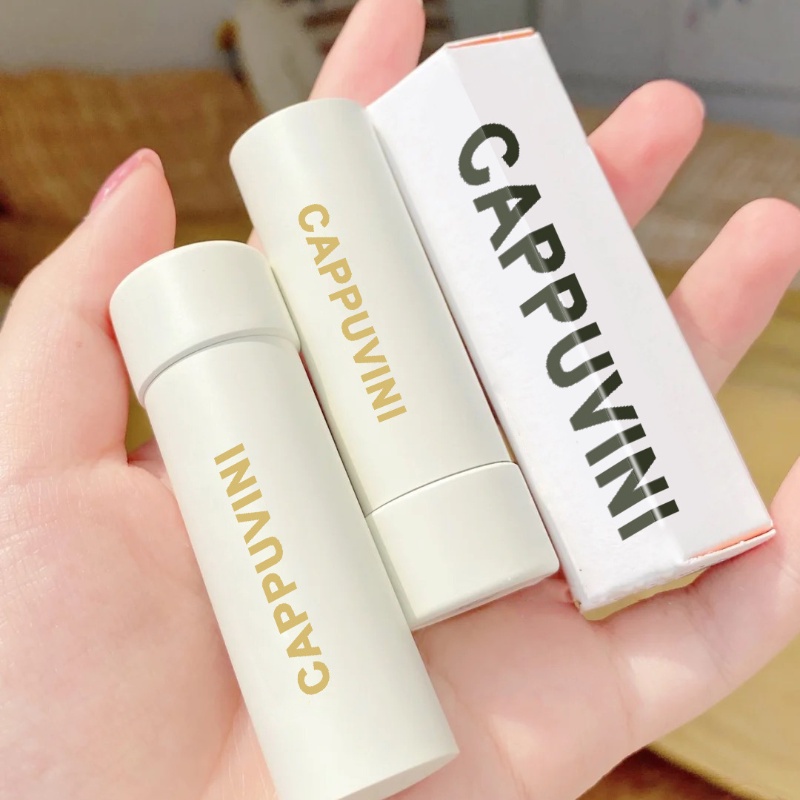 Tuýp Son Dưỡng Môi Vị Đào Màu Trắng Thương Hiệu Cappuvini