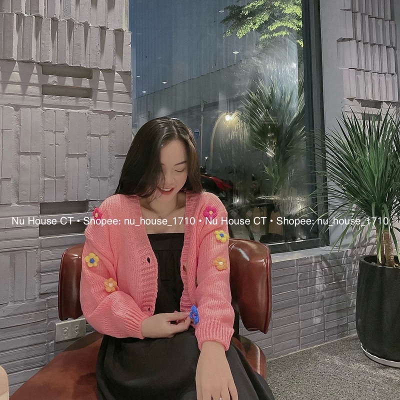 Áo khoác cardigan len thêu hoa nổi nữ kèm clip và ảnh thật chính chủ Nu House