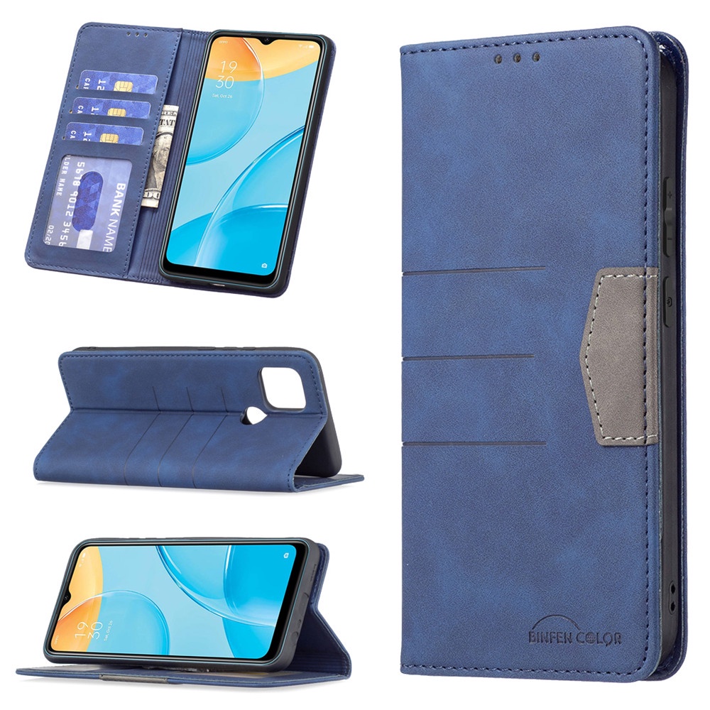 Bao Da Điện Thoại PU Phối TPU Nắp Gập Tích Hợp Ngăn Đựng Thẻ Sang Trọng Cho OPPO A5s A7 A12 A15 A15s A16 A16s A35 AX7