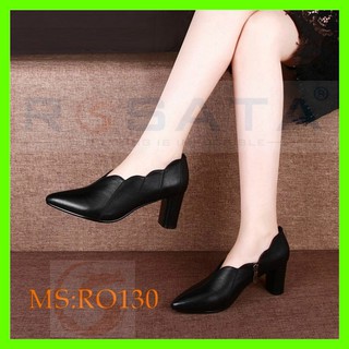 Giày bốt boot nữ cổ thấp 7cm đẹp màu đen nâu hàng hiệu Rosata RO130