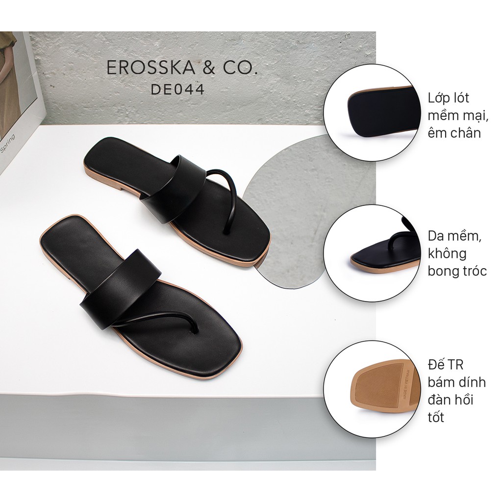 Dép xỏ ngón đi biển thời trang Erosska 2021 đế bệt màu đen - DE044