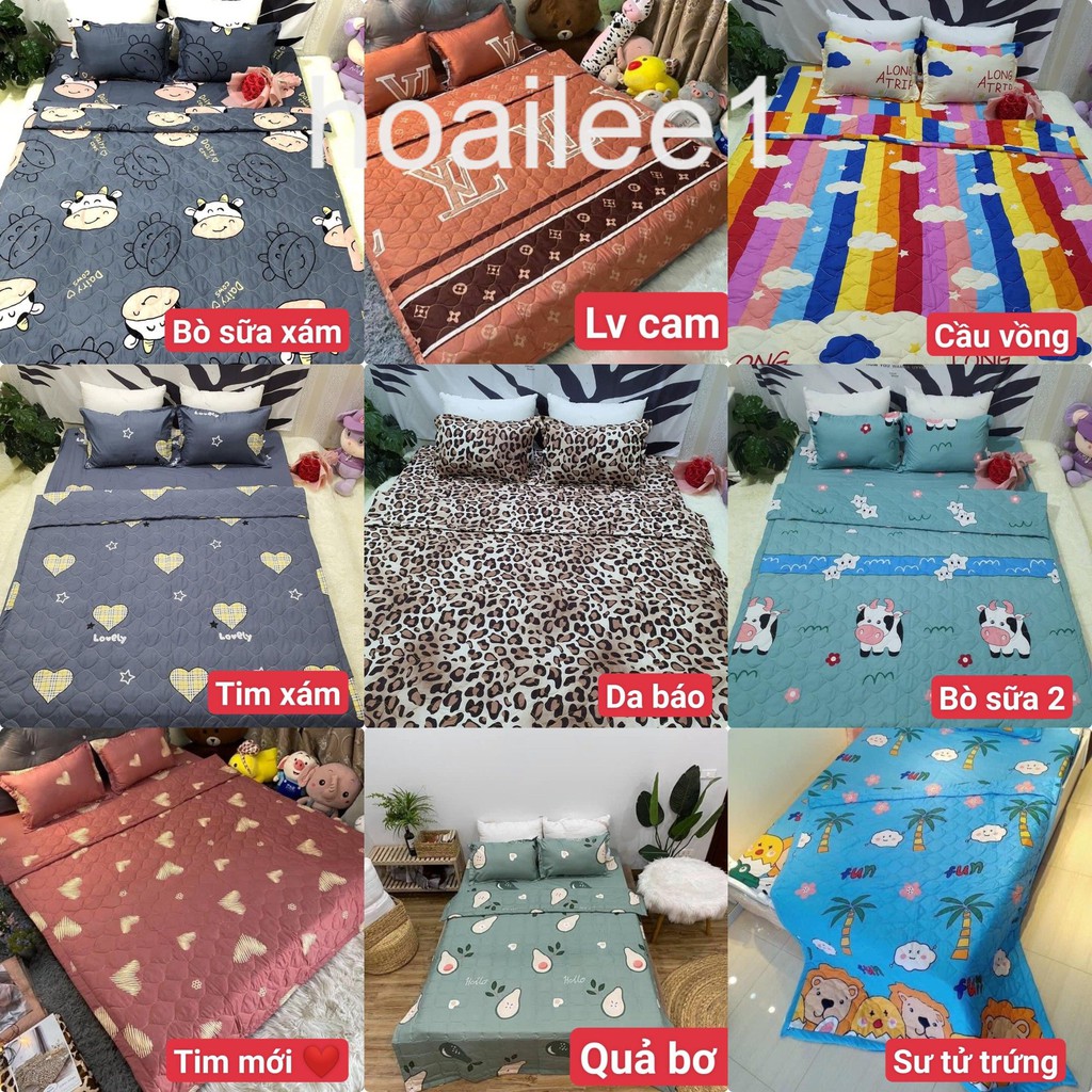 [SIÊU SALE] Bộ chăn hè ga gối cottong poly ga trải giường  chăn ga gối 5 món đủ kích thước cập nhật mẫu 2021