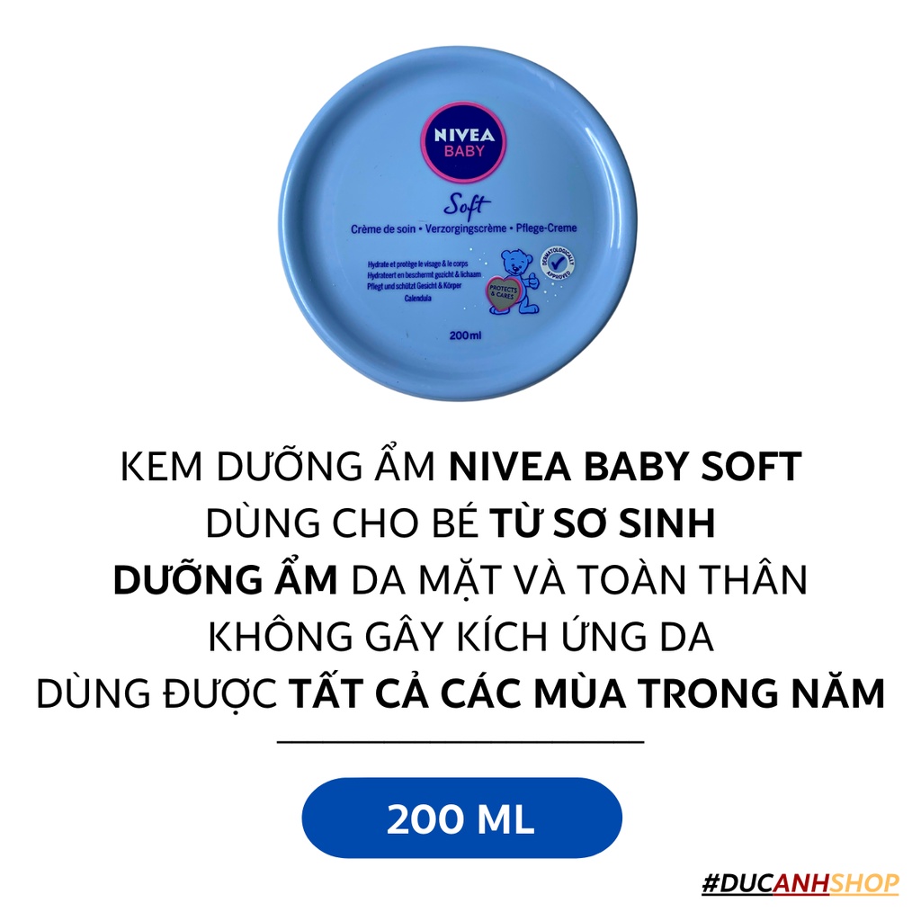 (Hàng nội địa Đức) Kem dưỡng da cho bé từ sơ sinh Nivea Baby Soft Creme 200ml