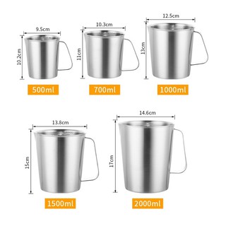 Ca đánh sữa bằng inox có vạch đong/ ca đong inox 304 chia vạch ml