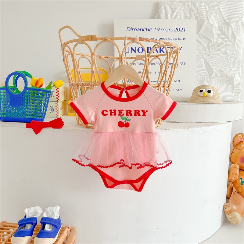 Bộ Áo Thun + Chân Váy Họa Tiết cherry Dễ Thương Thời Trang Mùa Hè 2022 Cho Bé Gái