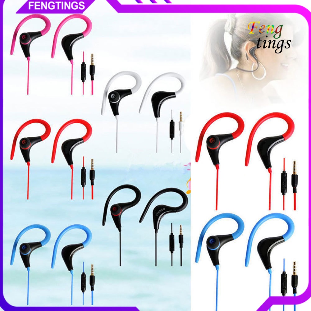 【FT】Sport Running Jogging Earphone Earhook Stereo Headphone with Mic for Cell Phone