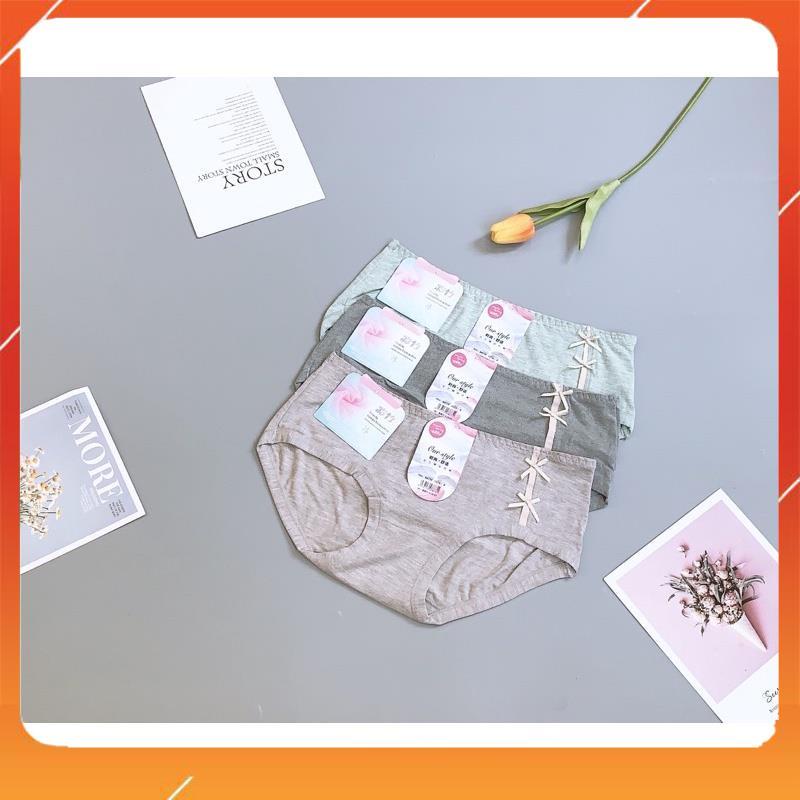 Quần lót nữ chất liệu cotton đũi cao cấp kháng khuẩn thấm hút mồ hôi mix 2 nơ lệch Q2619