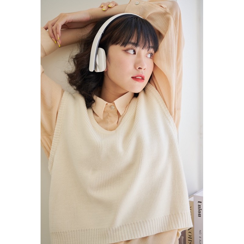 LEN clothing Áo ghile len cổ tim 3 màu 7590