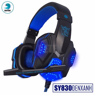 Tai nghe có dây game thủ SY830 có Micro đèn LED màu xanh đen