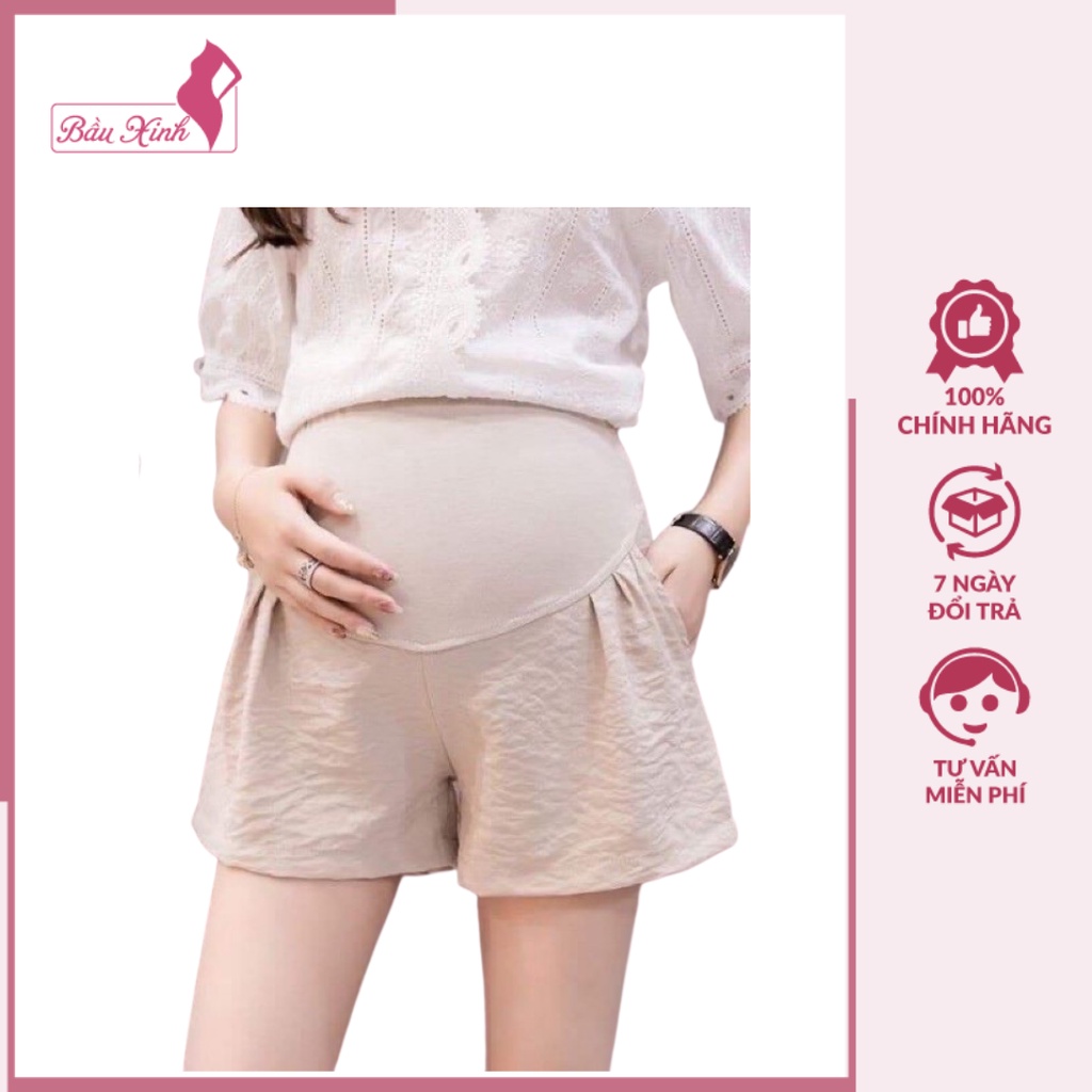 Quần Bầu - Quần Sooc Bầu Thiết Kế Chất Đũi Hàn Cao Cấp Có Chun Điều Chỉnh Có Size