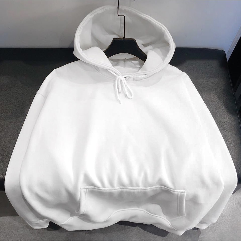 áo hoodie trắng trơn unisex - áo khoác nỉ bông hoodie basic white - hoodie chui đầu thời trang nam nữ phong cách '