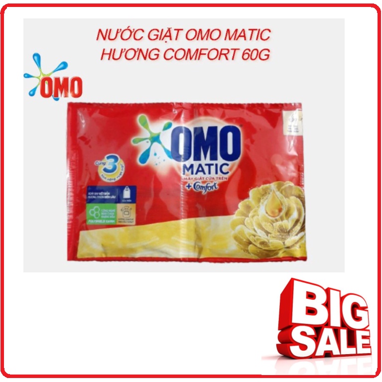 Nước Giặt Omo Matic Cửa Trên Hương Comfort Tinh Dầu Thơm 60g ( Hàng Khuyến Mãi )