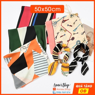 P4 Khăn lụa vuông 50x50 cm bandana đa năng choàng cổ phụ kiện tóc băng đô turban cột quai túi xách KH038 50 50cm 50x50cm