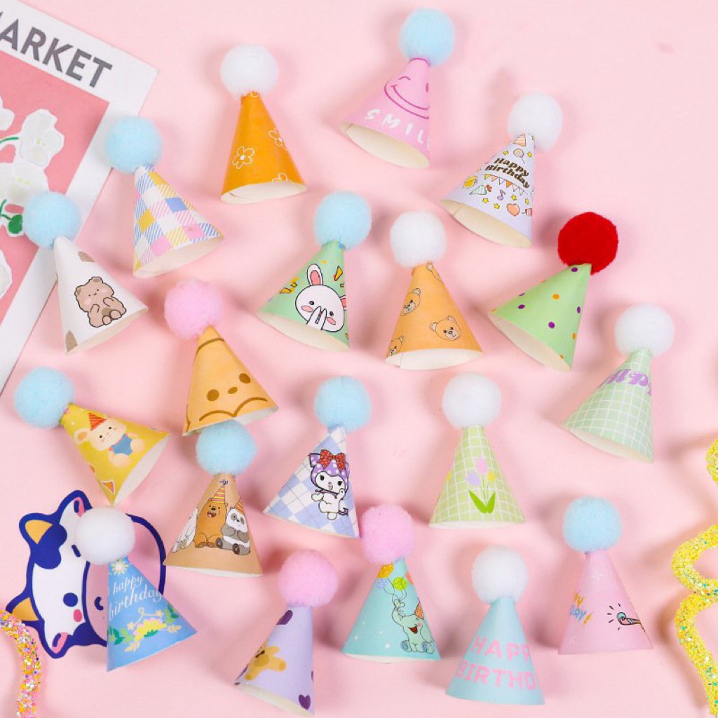 – Mũ bông mini  - Trang trí bánh sinh nhật bánh kem