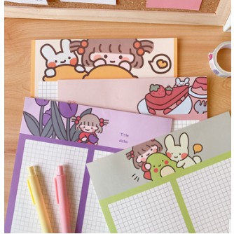 Set B5 Giấy viết, giấy ghi chú, giấy note trang trí DIY Cô Bé dễ thương thoả sức sáng tạo trang trí sticker washi tape