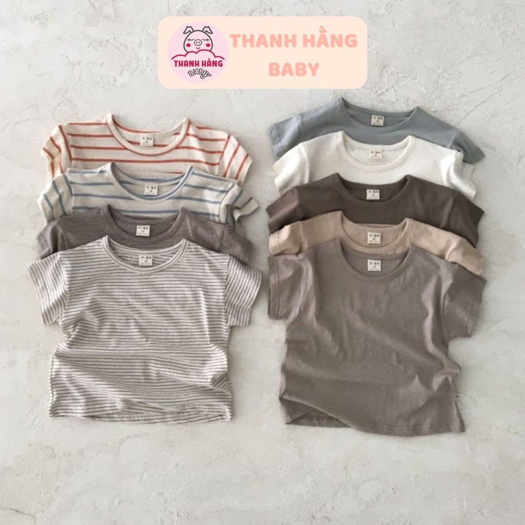 Áo thun trơn cotton cho bé trai bé gái, áo phông cho bé thanh hằng baby 7 - 15 Kg