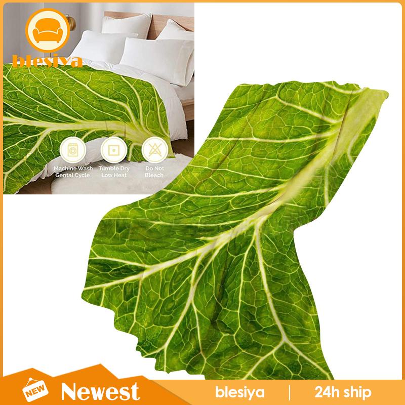[Blesiya] Chăn Sofa Vải Flannel Mềm Ấm Áp Thoải Mái Họa Tiết Lá Lettuce
