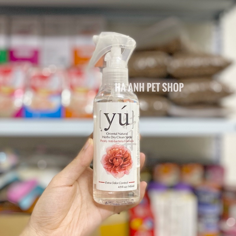 Xịt tắm khô Yú hương hoa đào và mẫu đơn cho chó mèo (145ml)