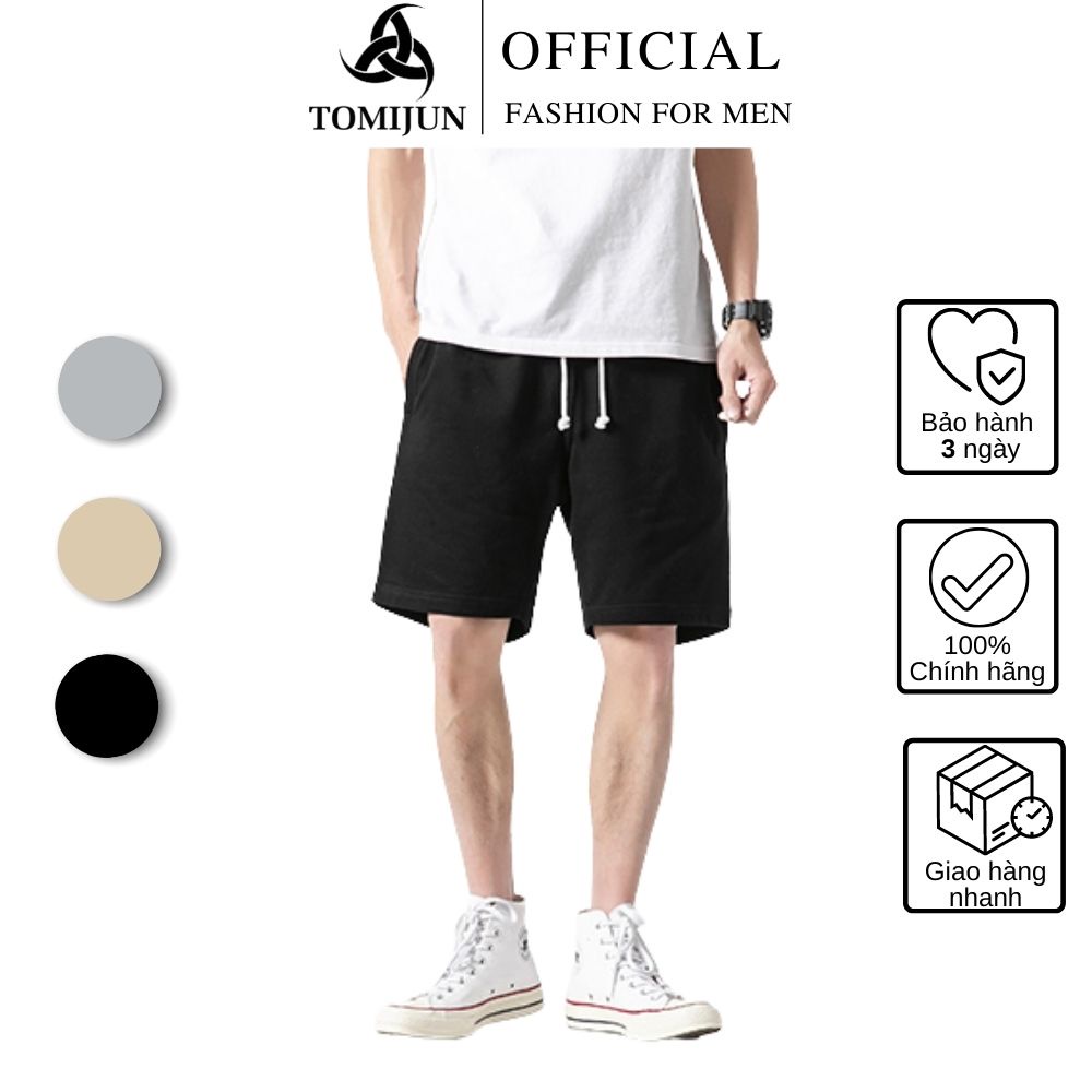Quần short nỉ nam nữ TOMIJUN vải nỉ da cá dày dặn, co giãn 4 chiều, không nhăn