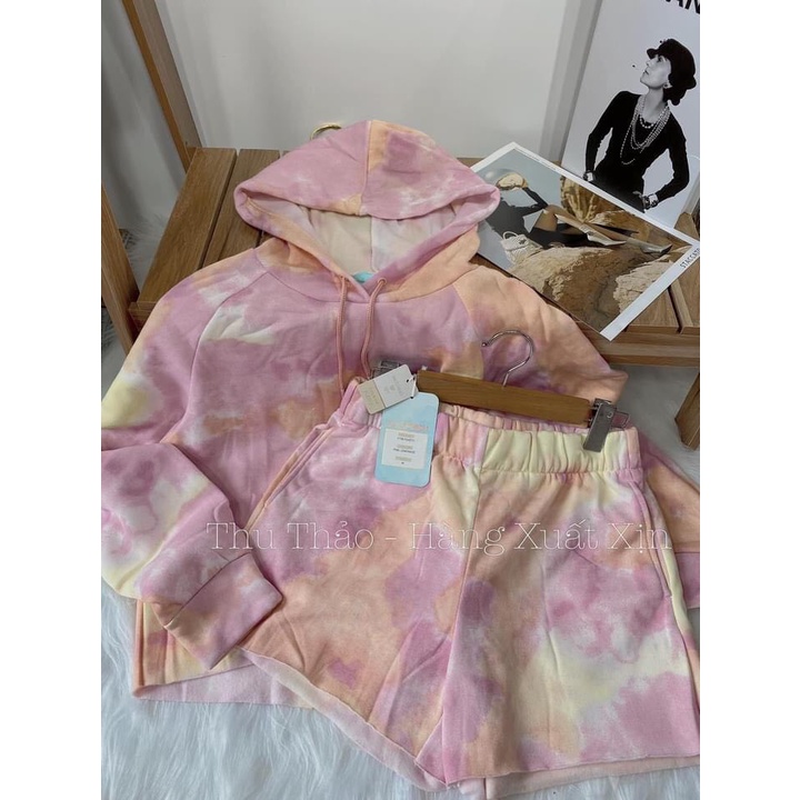 Set Nỉ Áo Croptop Và Quần Short Burning Full Màu VNXK Siêu Hot