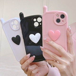Ốp Điện Thoại TPU Mềm Hình Trái Tim 3D Bảo Vệ Camera Cho iPhone 13 12 11 Pro MAX X XR XS MAX