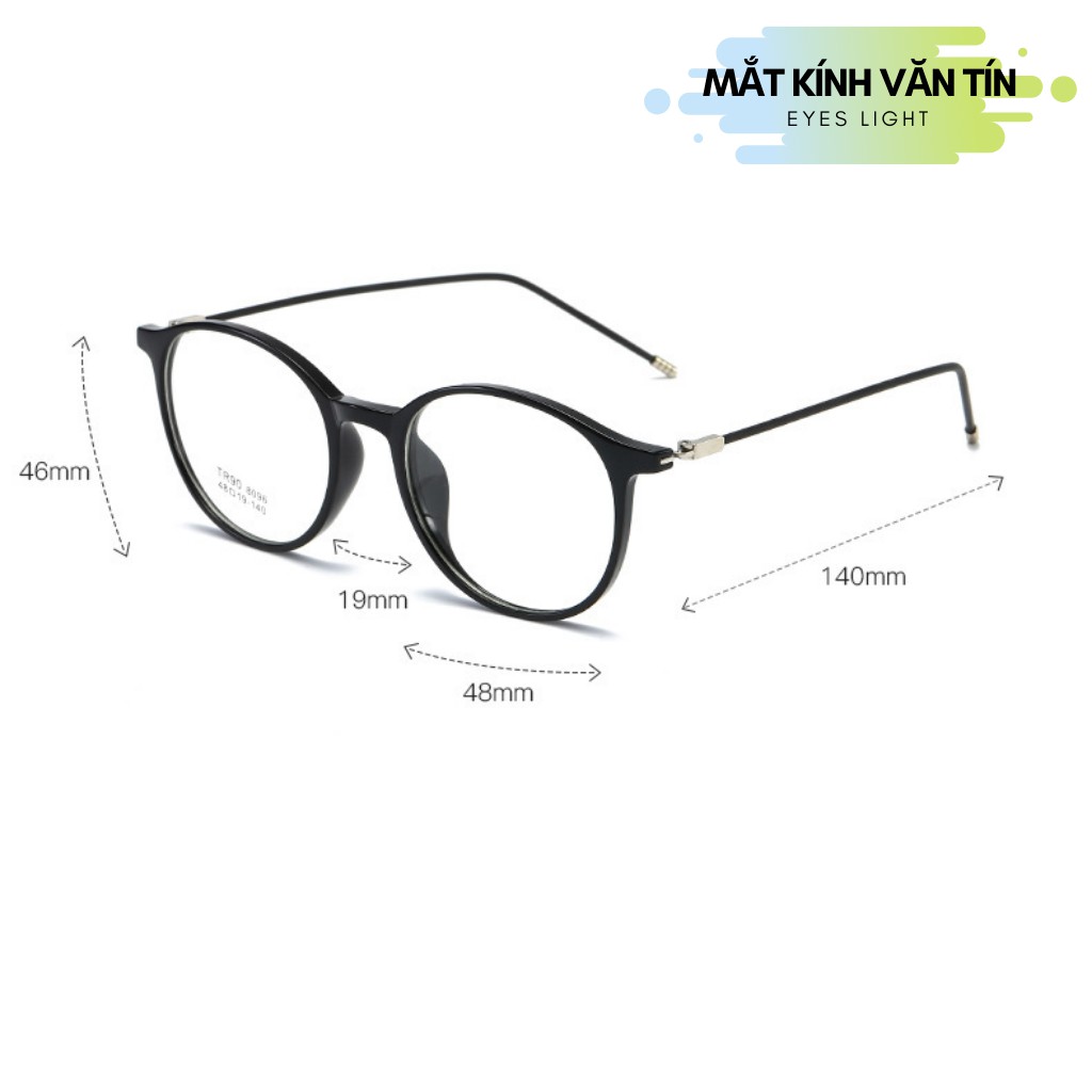 Gọng kính cận Eyes Light T8096 nam nữ mắt kính tròn càng nhựa pha kim loại nhiều màu | BigBuy360 - bigbuy360.vn