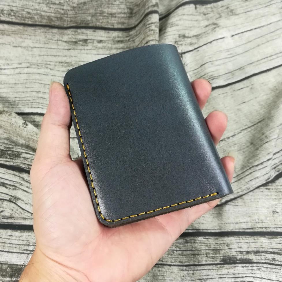 [Real Leather] Bóp nam, ví nam đứng mini da bò màu xám Hàng Tốt handmade - Zachi VN02G24 Xịn