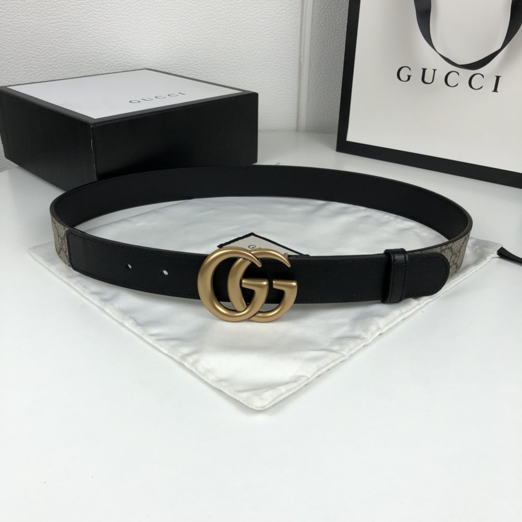 Thắt lưng nam da thật GUCCI GG GC thiết kế cổ điển mang phong cách retro