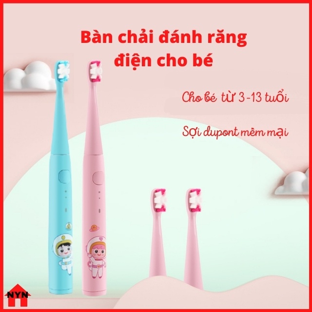 Bàn Chải Điện Đánh Răng Cho Bé Tự Động Siêu Mềm Sợi Dupont Cao Cấp Làm Sạch Răng Cho Bé