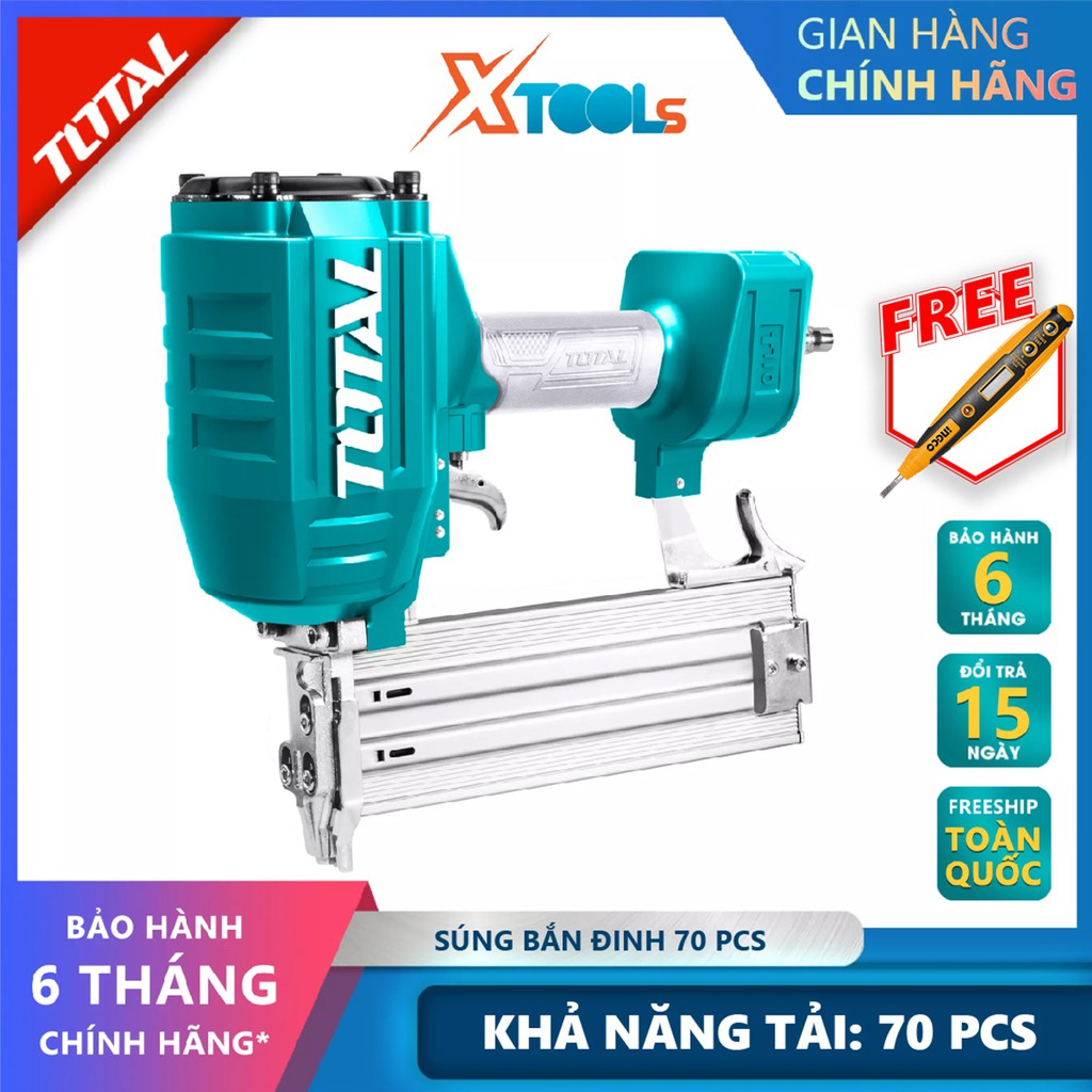 Súng bắn đinh bê tông TOTAL TAT8641 máy bắn đinh dùng hơi 70pcs, 18-64mmx2,2mm, 0,5-0,8Mpa(75-116Psi), 18-64mm [XTOOLs]