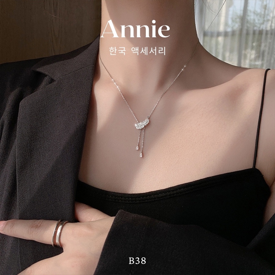Dây chuyền bạc hình lông vũ đính đá cao cấp thời trang hiện đại ANNIE - B38