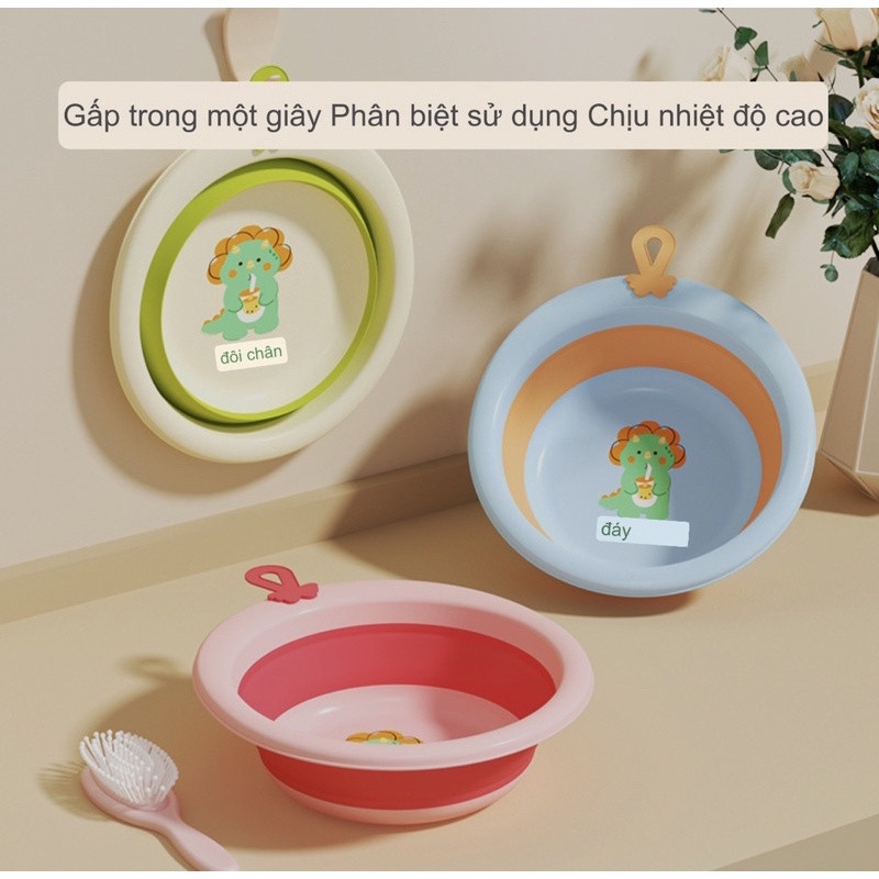Chậu rửa mặt gấp gọn treo tường cho bé