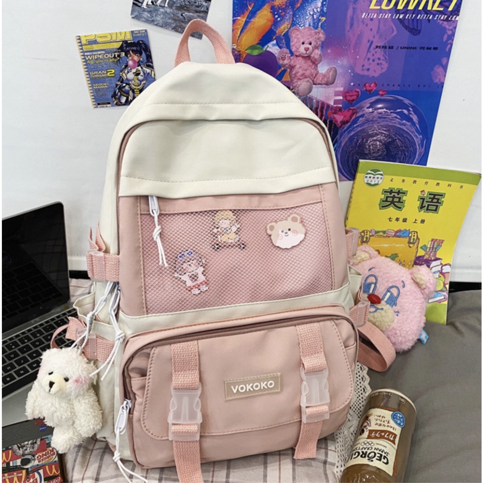 Balo cặp ulzzang basic nữ thời trang đi học đi chơi du lịch giá rẻ đựng vừa laptop canvas STYLE LƯỚI | steven