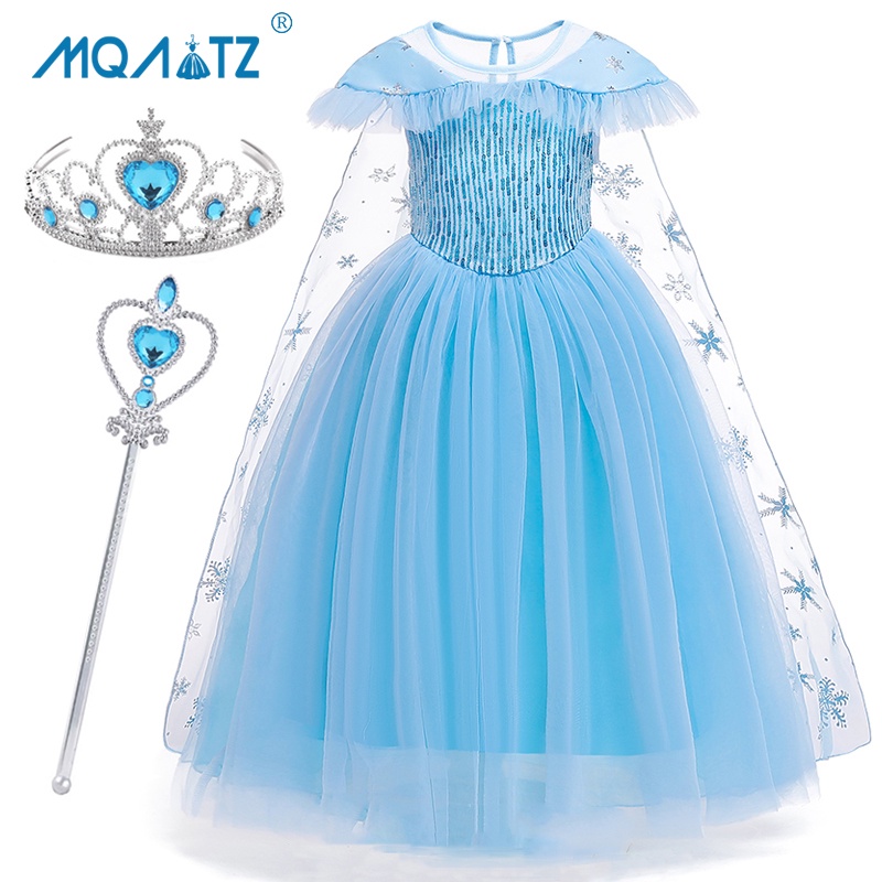 Đầm dự tiệc MQATZ màu xanh lam đính sequin cosplay công chúa cho bé gái