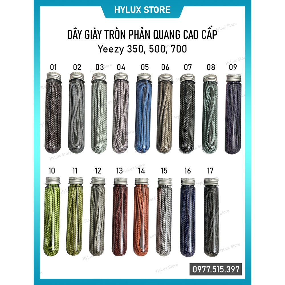 Dây giày Yeezy phản quang cao cấp 17 Màu [ảnh chụp thật]