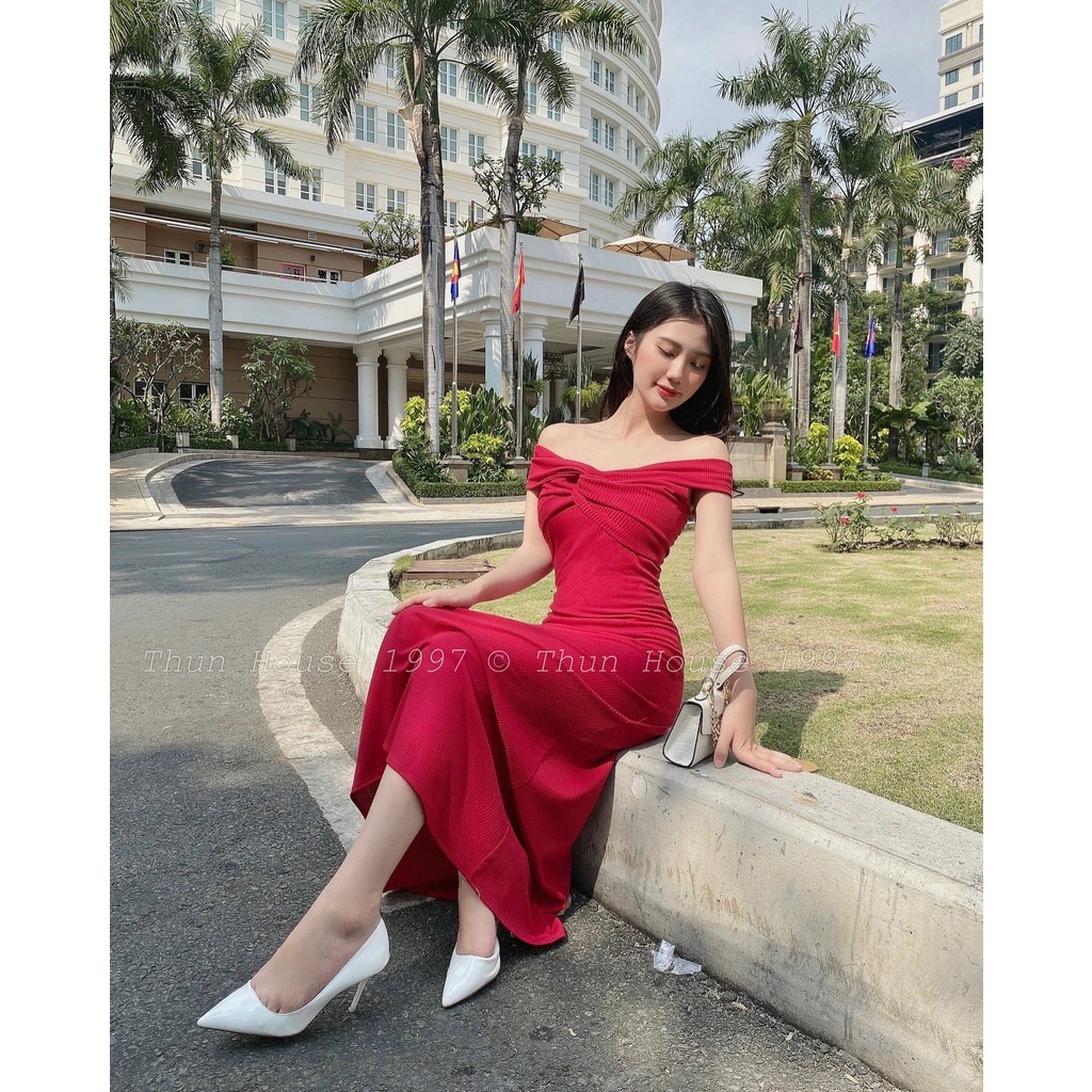 Đầm Dự Tiệc Bẹt Vai Thanh Lịch | BigBuy360 - bigbuy360.vn