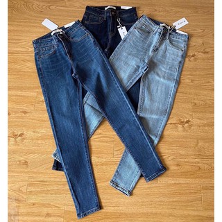 Quần jeans skiny trơn kancan lưng cao dáng dài