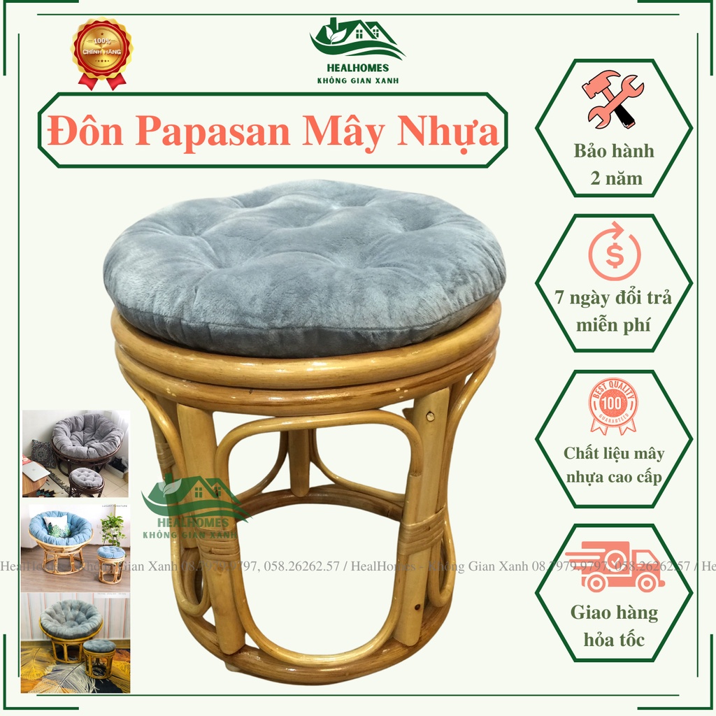 Ghế lười thư giãn Đôn Papasan mây nhựa, decor ban công nằm thư giãn đọc sách, trang trí phòng khách / HealHomes