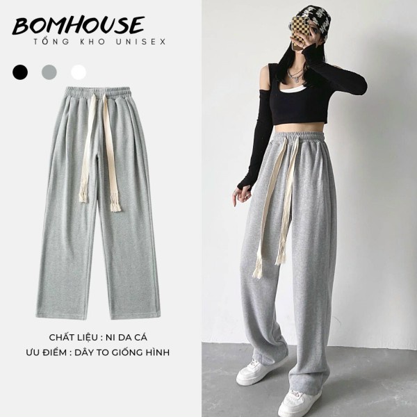 Quần nỉ ống rộng suông trơn 5 màu baisc - Culottes cạp chun vintage, thiết kế đơn giản, phong cách trẻ trung hàn quốc