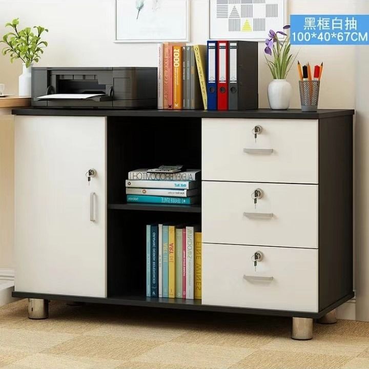 Tủ hồ sơ văn phòng bằng gỗ có ba ngăn kéo và khóa bàn đầu giường dưới di chuyển được thấp kho lưu trữ sàn