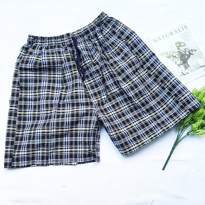 Quần đùi sọt nam mặc nhà vải bố thô caro - SIZE XL từ 60kg-65kg - QDN05 | BigBuy360 - bigbuy360.vn