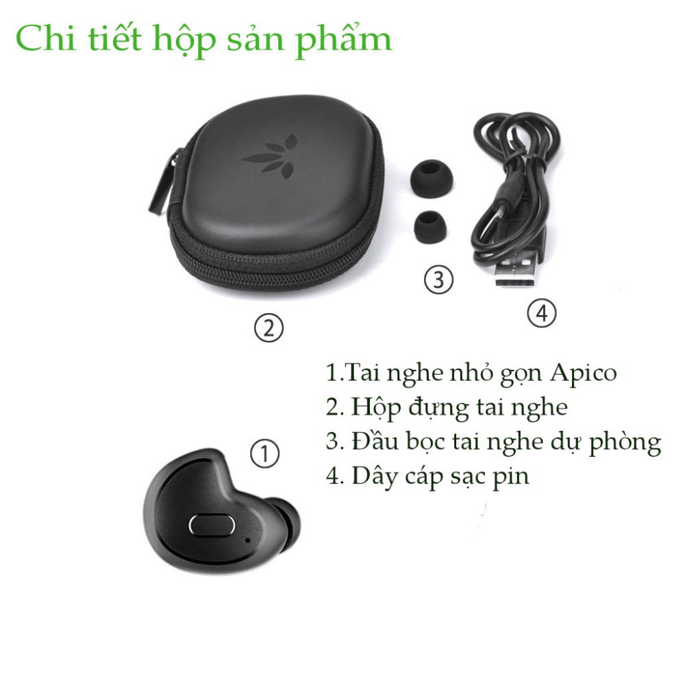 Tai nghe không dây Bluetooth 4.1 nhỏ gọn AVANTREE Apico BTHS-AH8M (A1859-Màu đen)